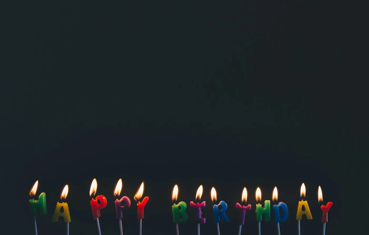Happy Birthday candles glowing